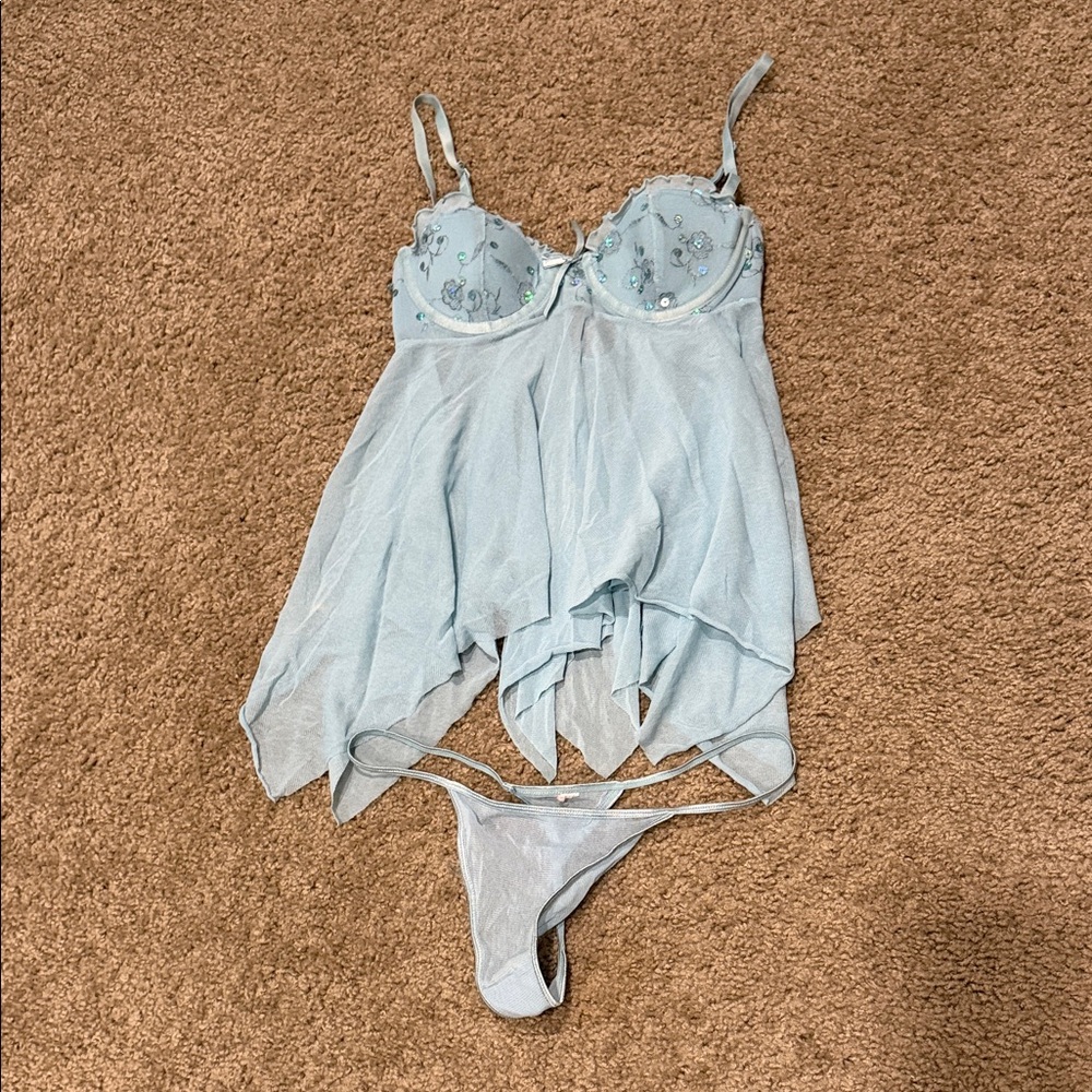 Victoria's Secret Light Blue Chemise Set